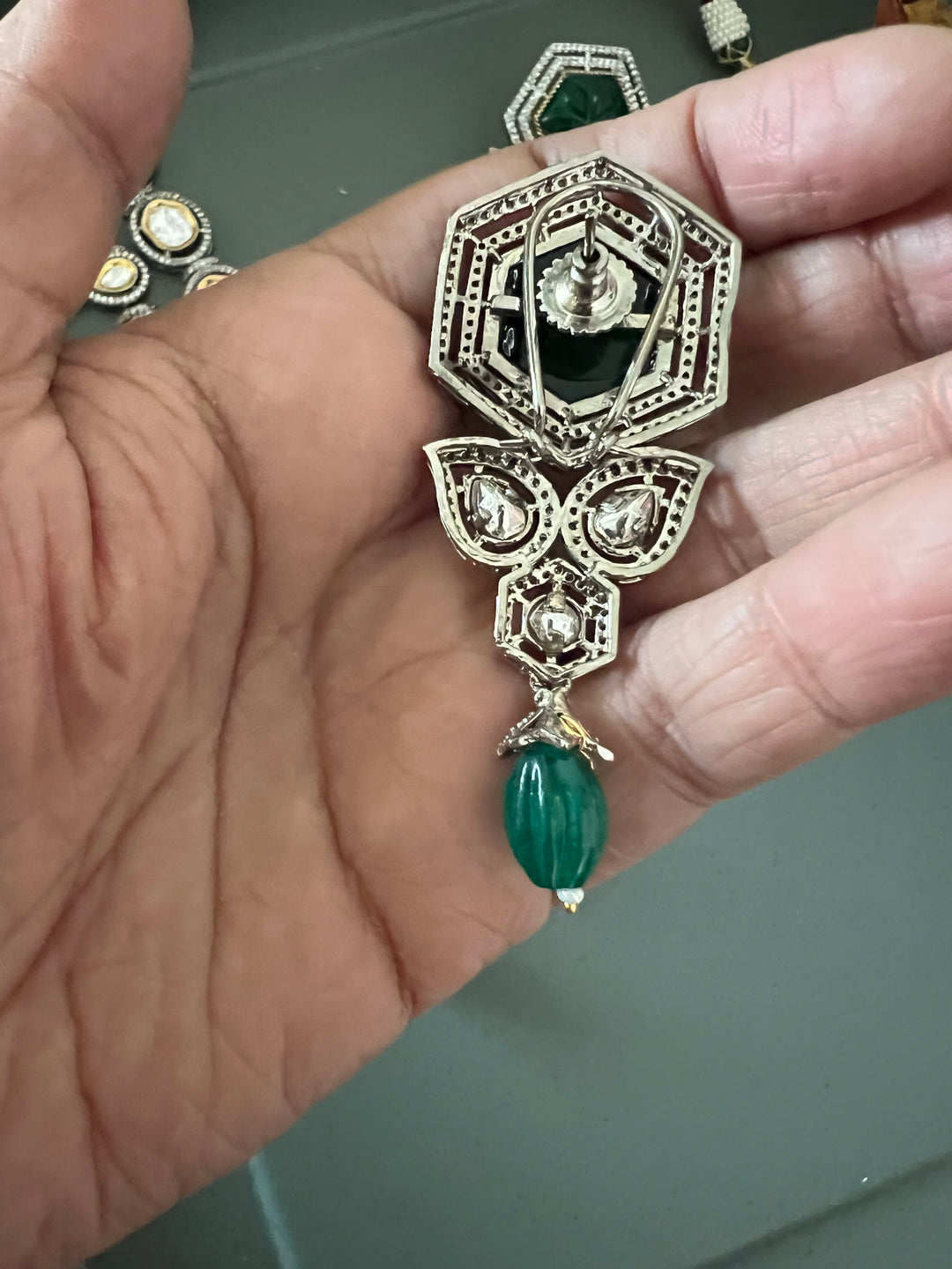 Bridal Polki Kundan Necklace with Earrings