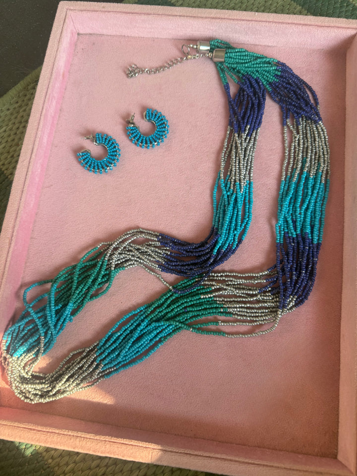 Bahamas Blue Multilayer Bead Necklace Set