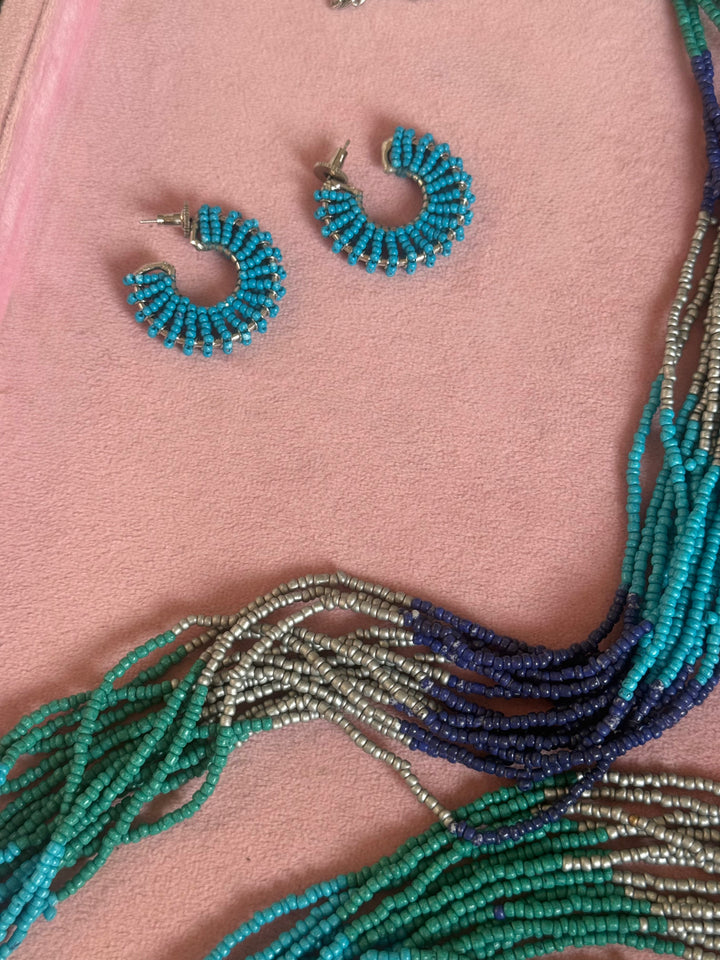 Bahamas Blue Multilayer Bead Necklace Set