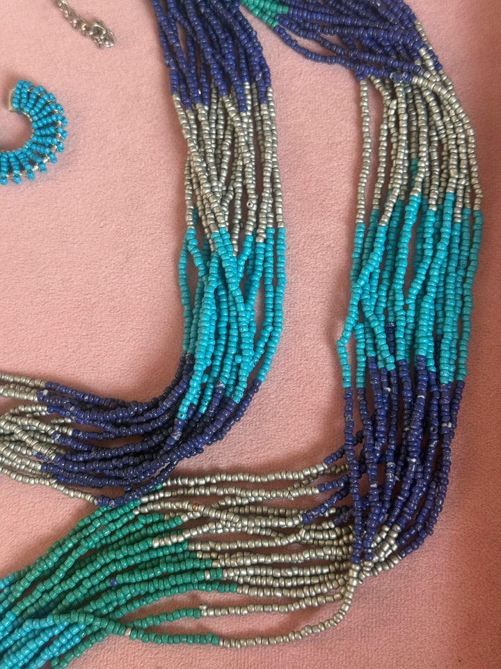 Bahamas Blue Multilayer Bead Necklace Set