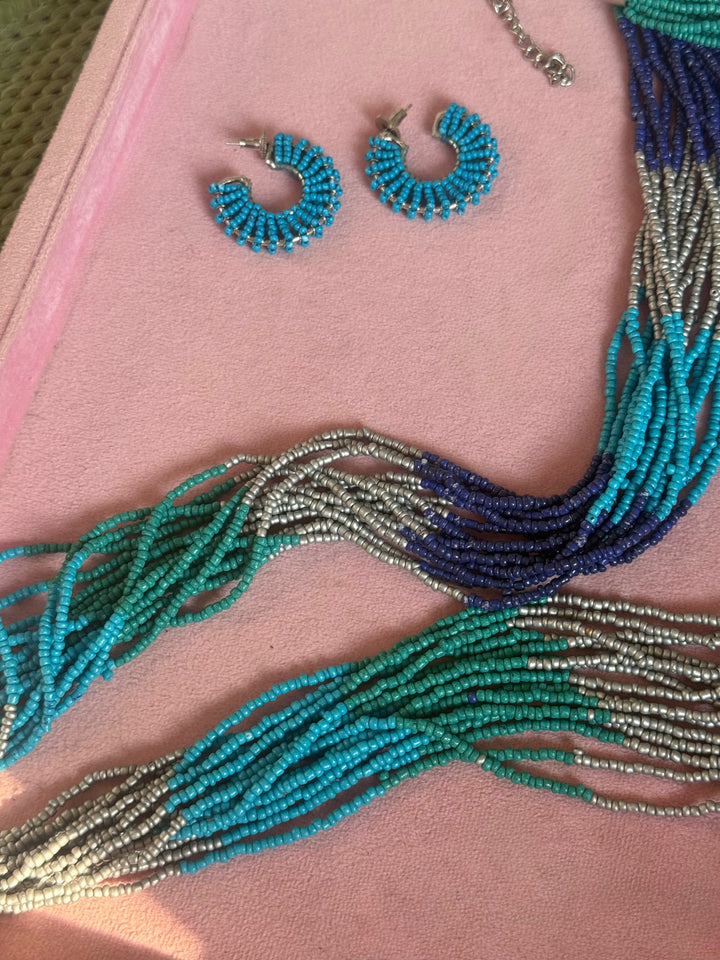 Bahamas Blue Multilayer Bead Necklace Set