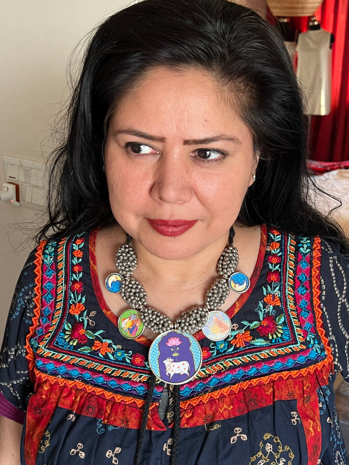 Exquisite Hand painted Ghungroo Pendant Necklace - Elevate Your Elegance