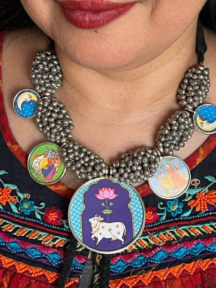 Exquisite Hand painted Ghungroo Pendant Necklace - Elevate Your Elegance