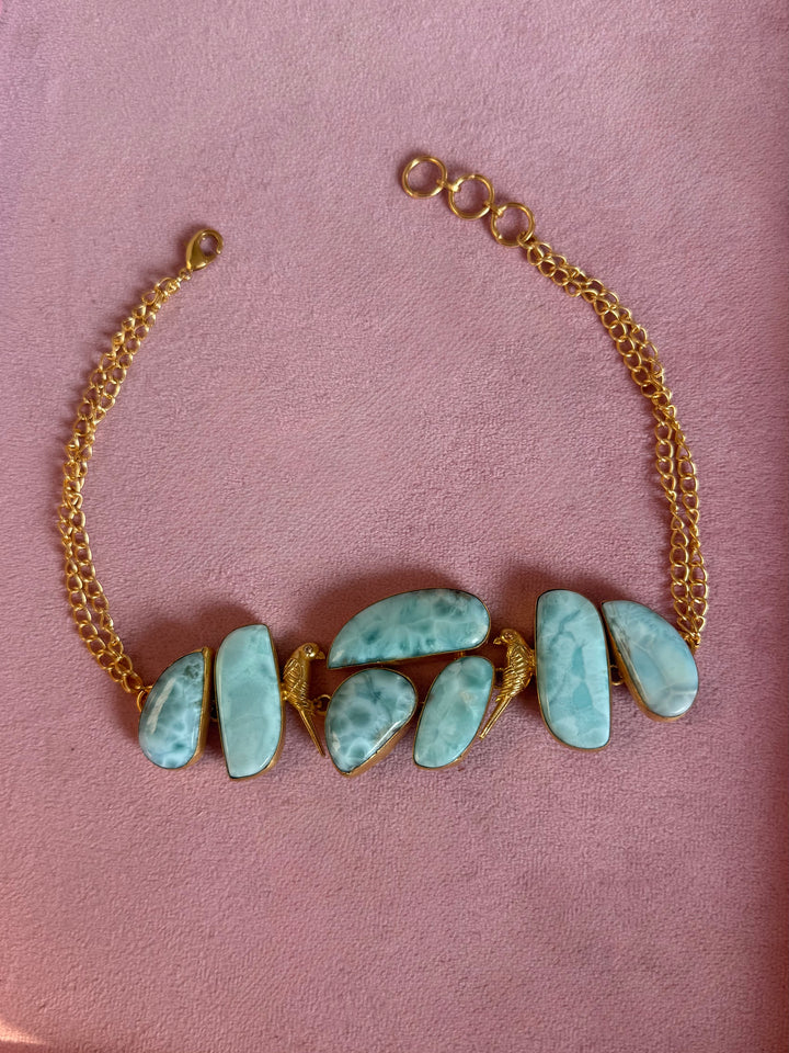 Larimar Parrot Statement Choker Necklace