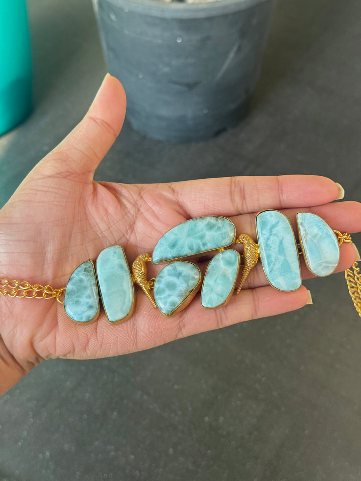 Larimar Parrot Statement Choker Necklace