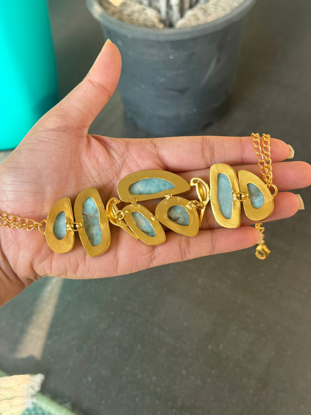 Larimar Parrot Statement Choker Necklace