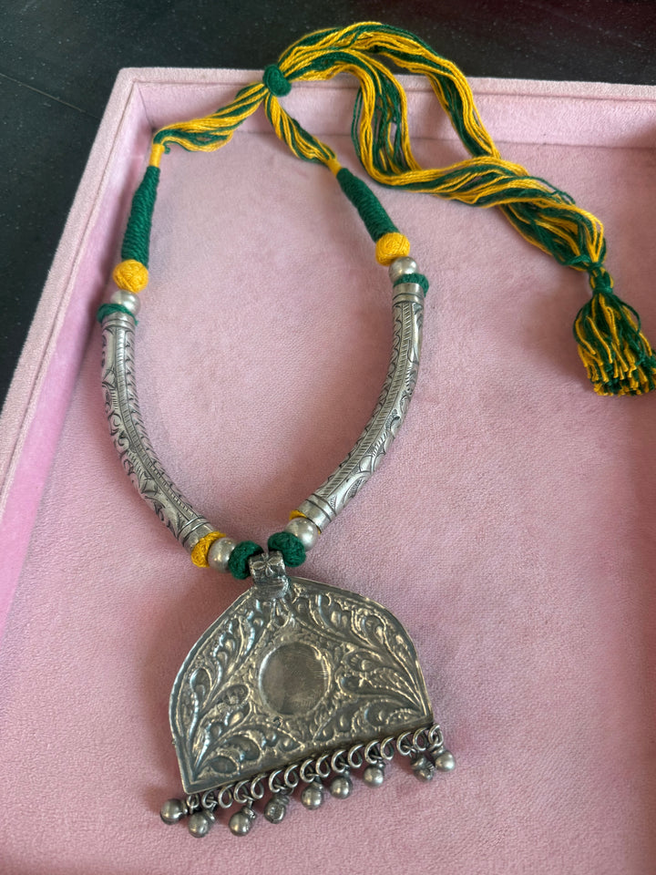 Hand-Painted Ganesha Tribal Pendant Necklace