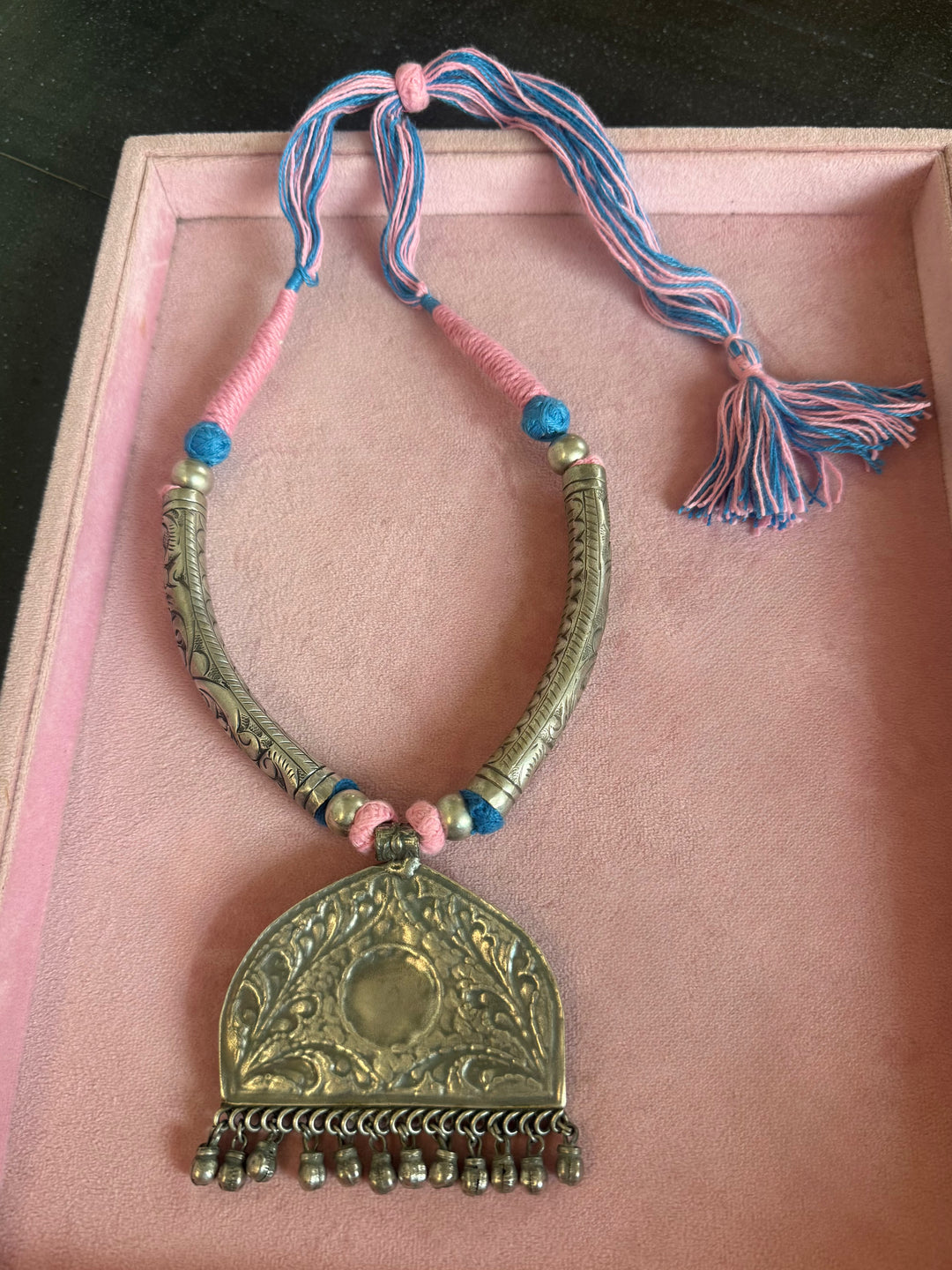 Hand-Painted Krishna Tribal Pendant Necklace