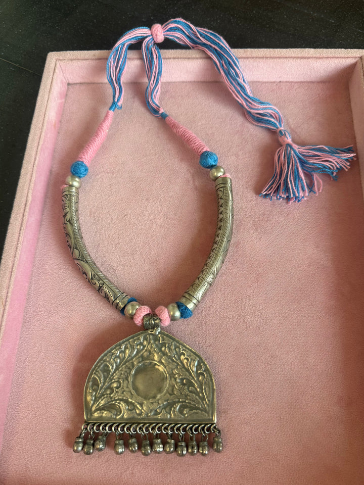 Hand-Painted Krishna Tribal Pendant Necklace