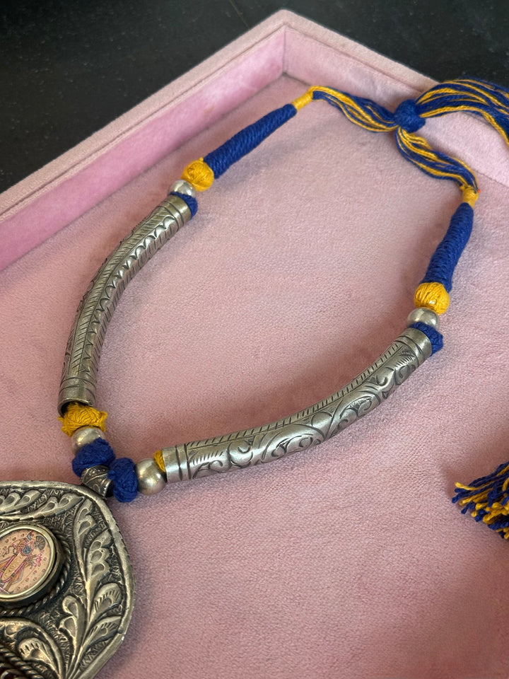 Hand-Painted Srinathji Tribal Pendant Necklace