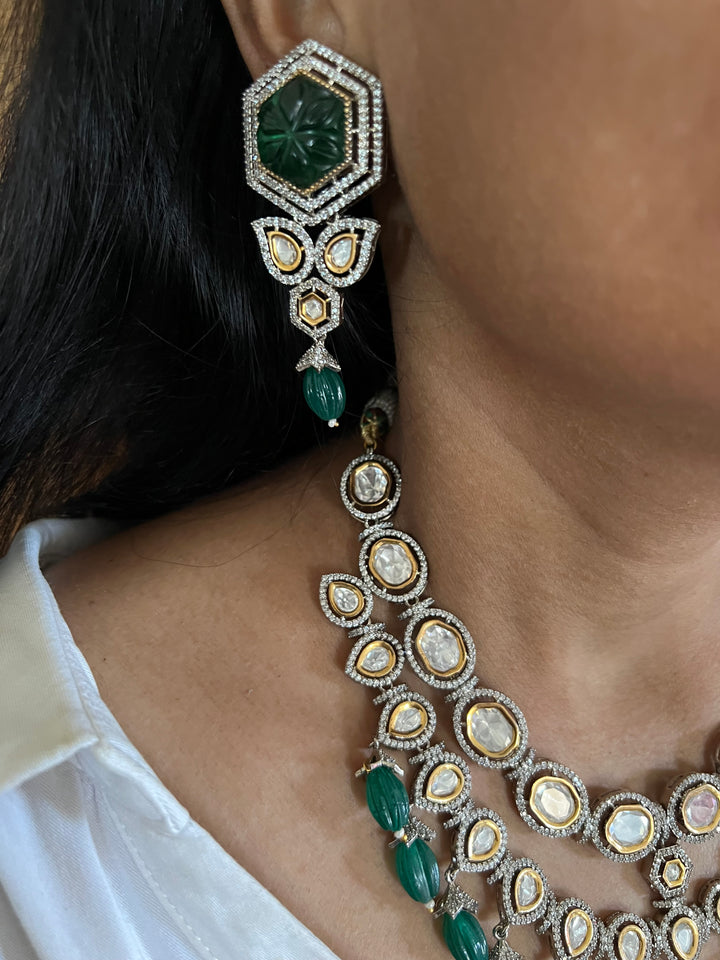 Bridal Polki Kundan Necklace with Earrings