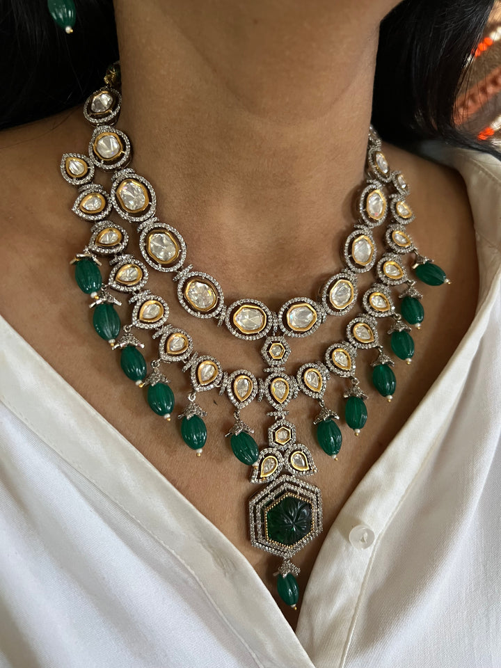 Bridal Polki Kundan Necklace with Earrings