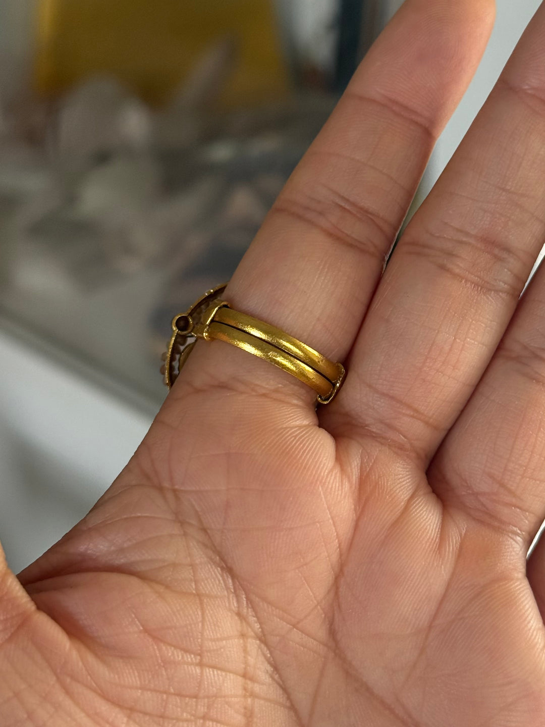 925 Silver Jadtar Gold Handmade Ring | Adjustable | SHIVKA