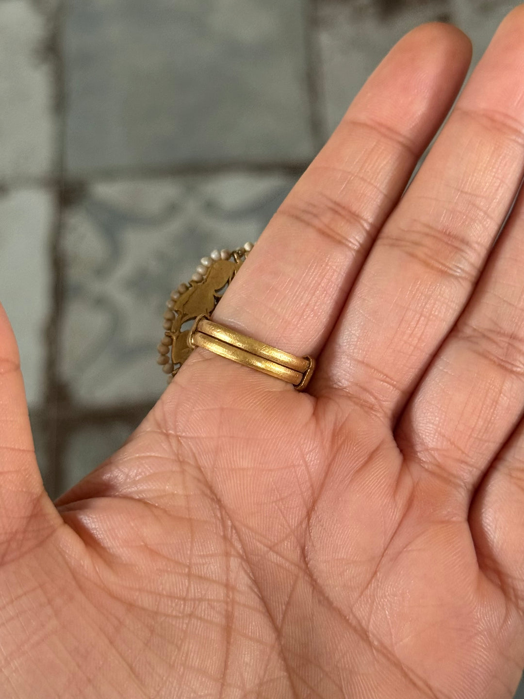 925 Silver Jadtar Gold Handmade Ring | Adjustable | SHIVKA