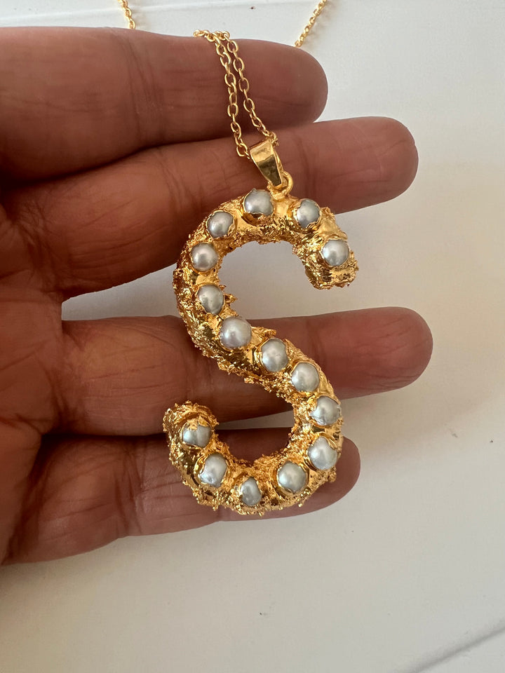 Statement Letter "S" Pendant Necklace