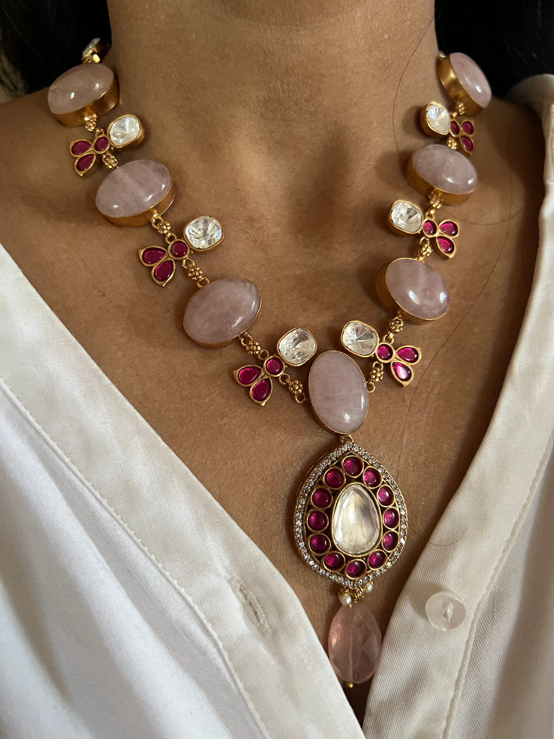 Rose Quartz Necklace with Earrings - Unmatched Quality and Style