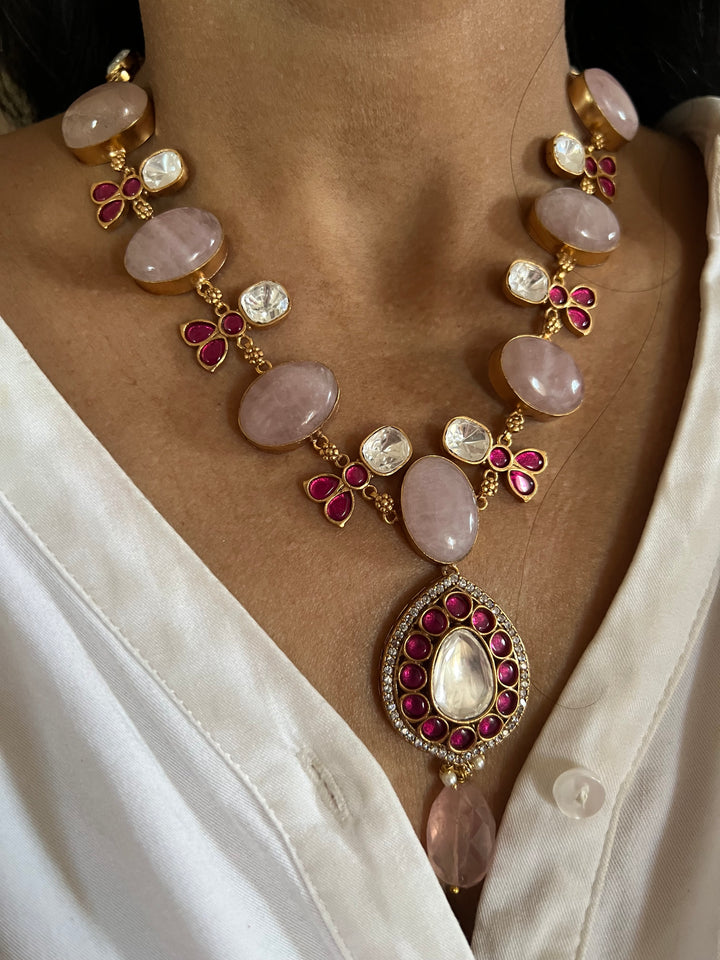 Rose Quartz Necklace with Earrings - Unmatched Quality and Style