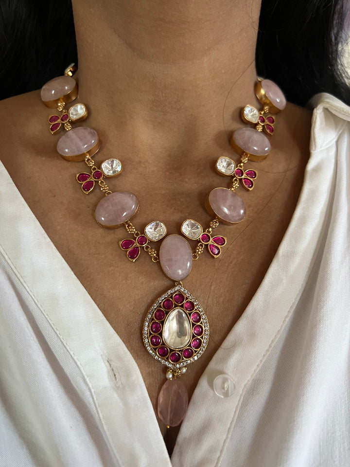 Rose Quartz Necklace with Earrings - Unmatched Quality and Style