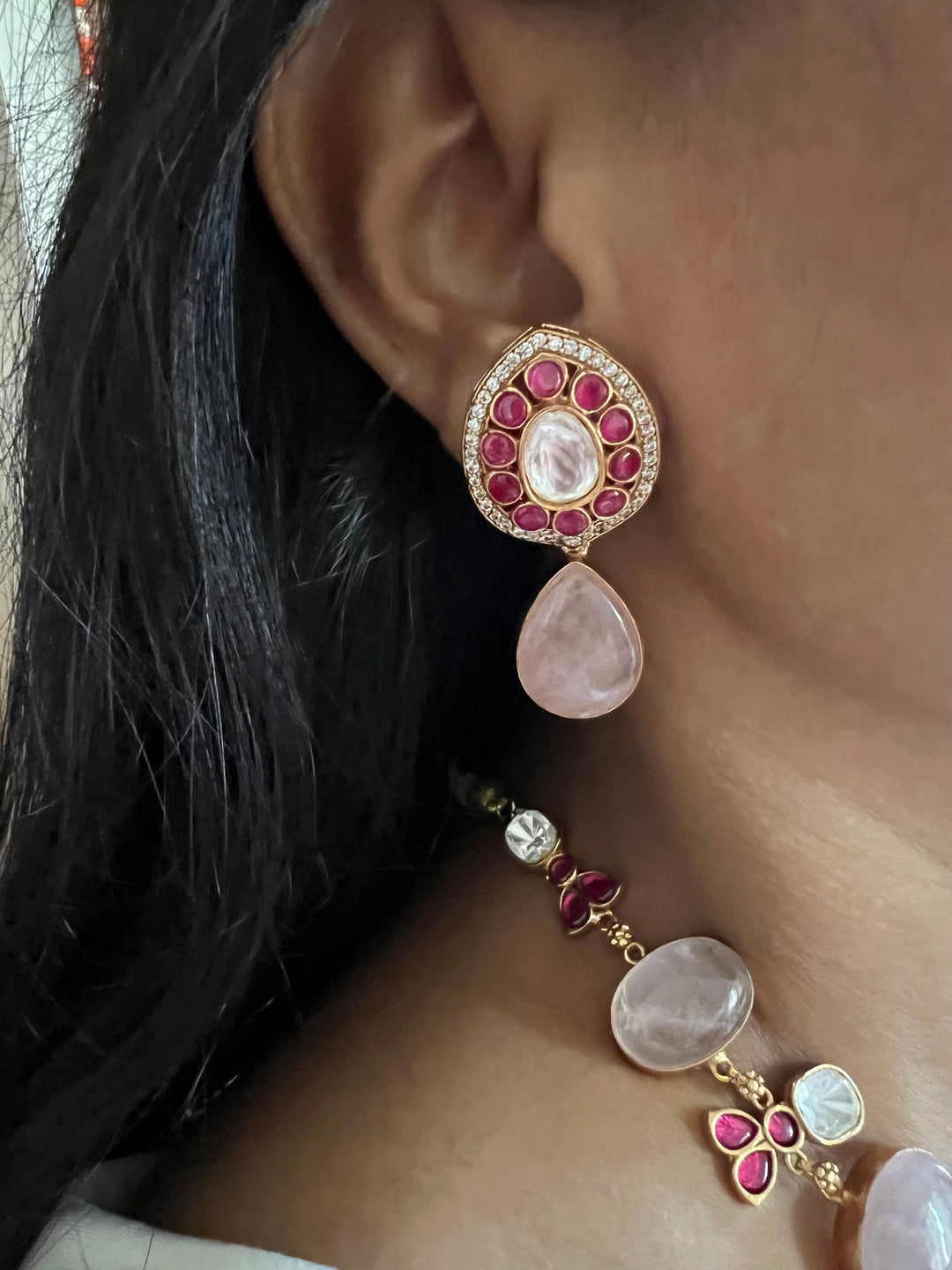 Rose Quartz Necklace with Earrings - Unmatched Quality and Style