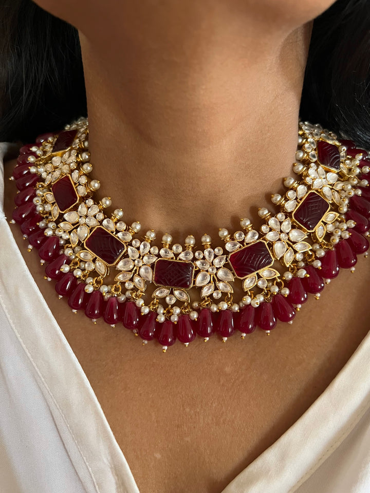 Royal Bridal Choker Necklace with Earrings and Maangtikka