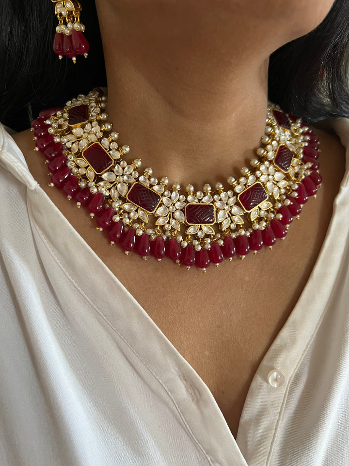 Royal Bridal Choker Necklace with Earrings and Maangtikka