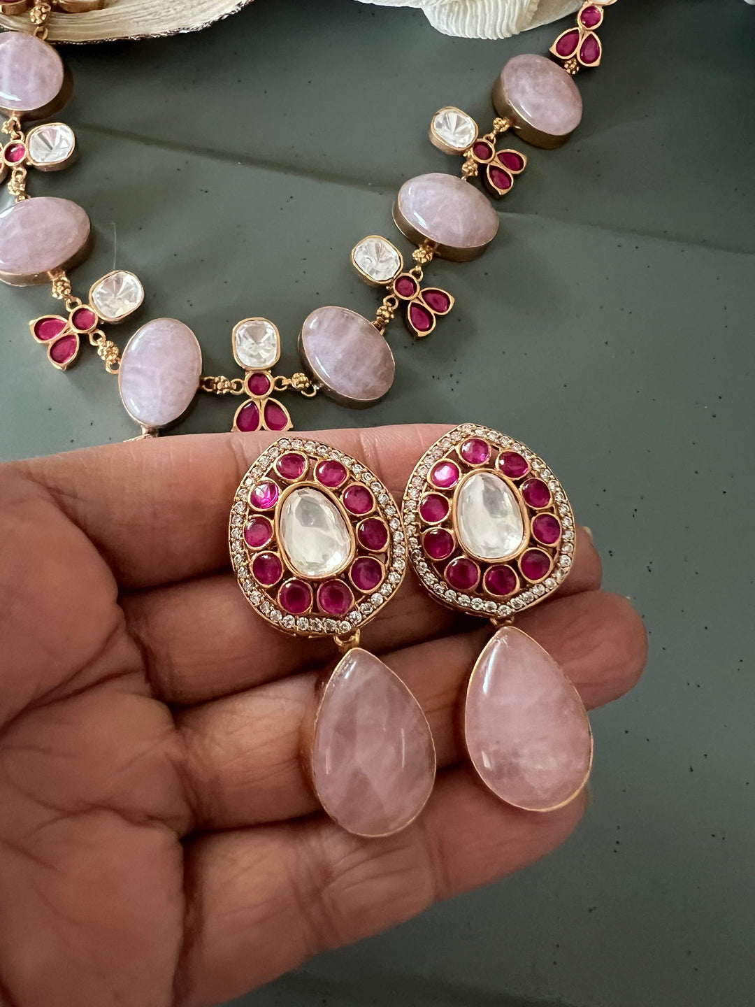 Rose Quartz Necklace with Earrings - Unmatched Quality and Style