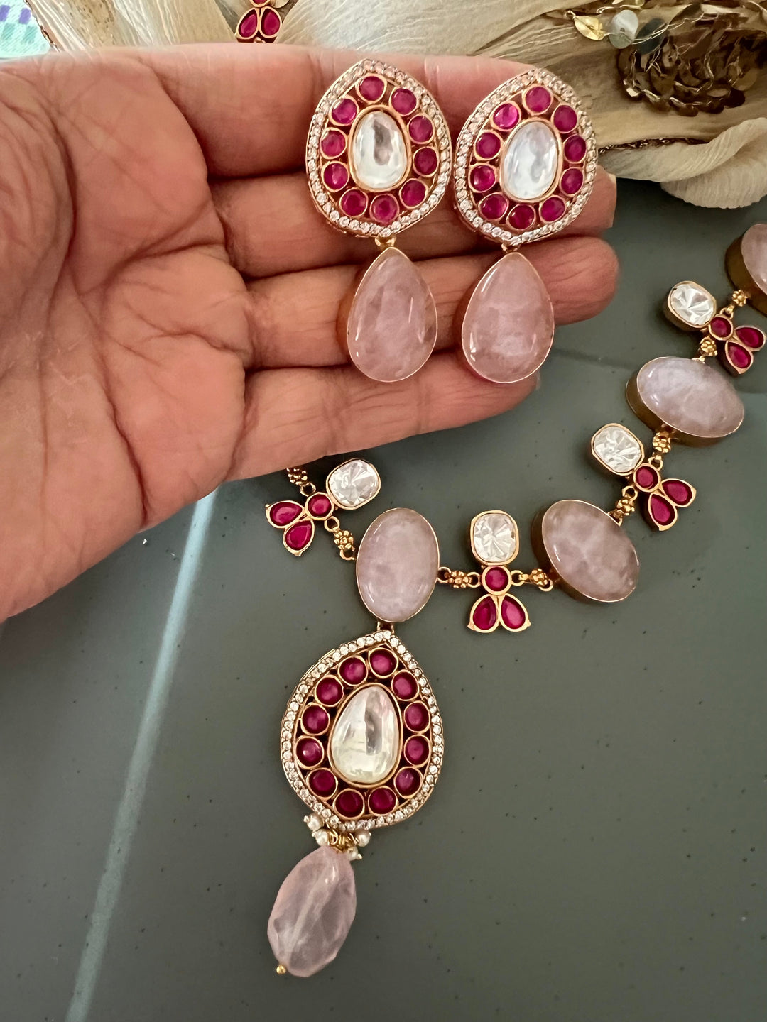 Rose Quartz Necklace with Earrings - Unmatched Quality and Style