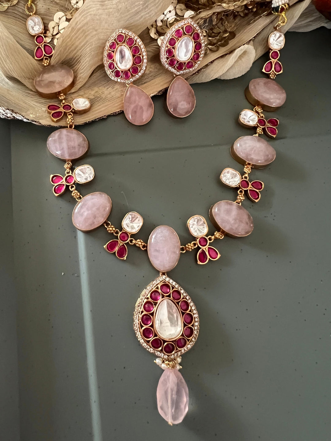 Rose Quartz Necklace with Earrings - Unmatched Quality and Style