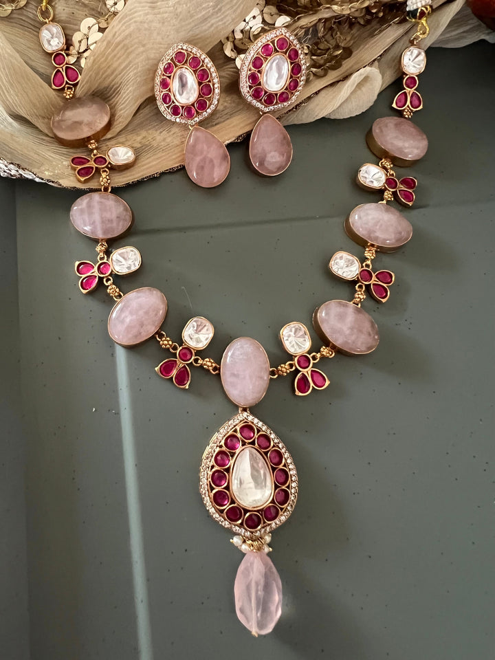 Rose Quartz Necklace with Earrings - Unmatched Quality and Style