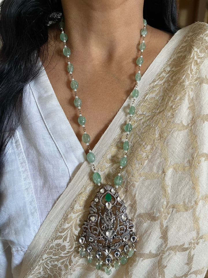 Victorian Pendant Necklace with Jhumka Earrings