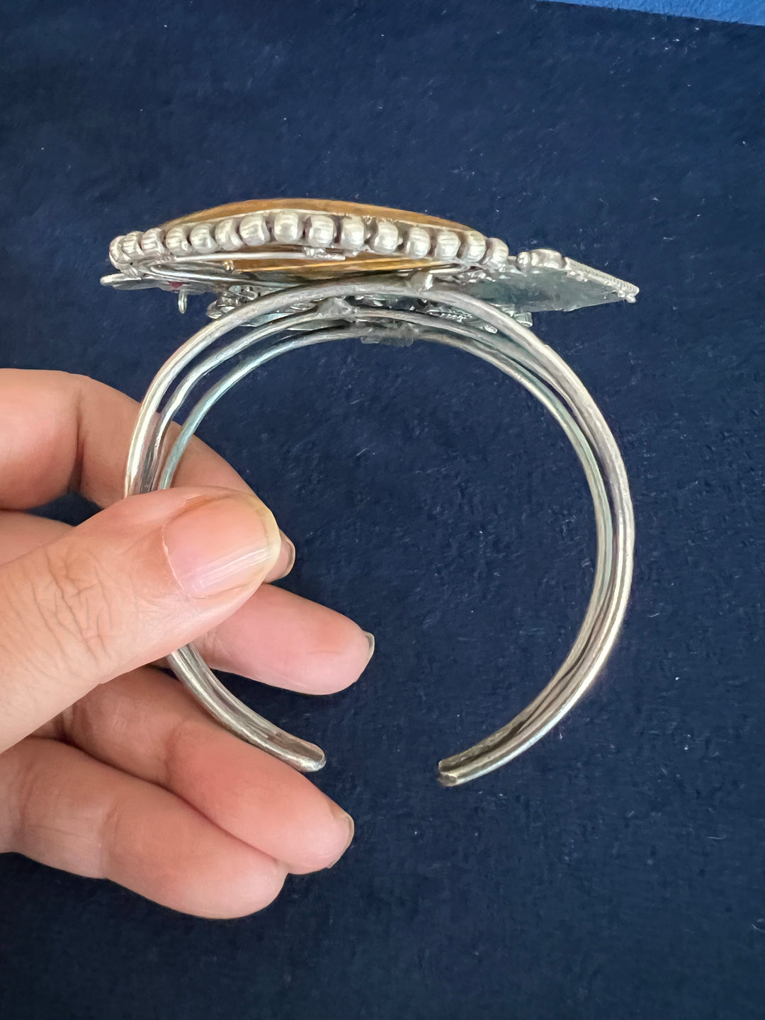 Elegant Fusion Handcuff - Premium Brass & Stone Craftsmanship