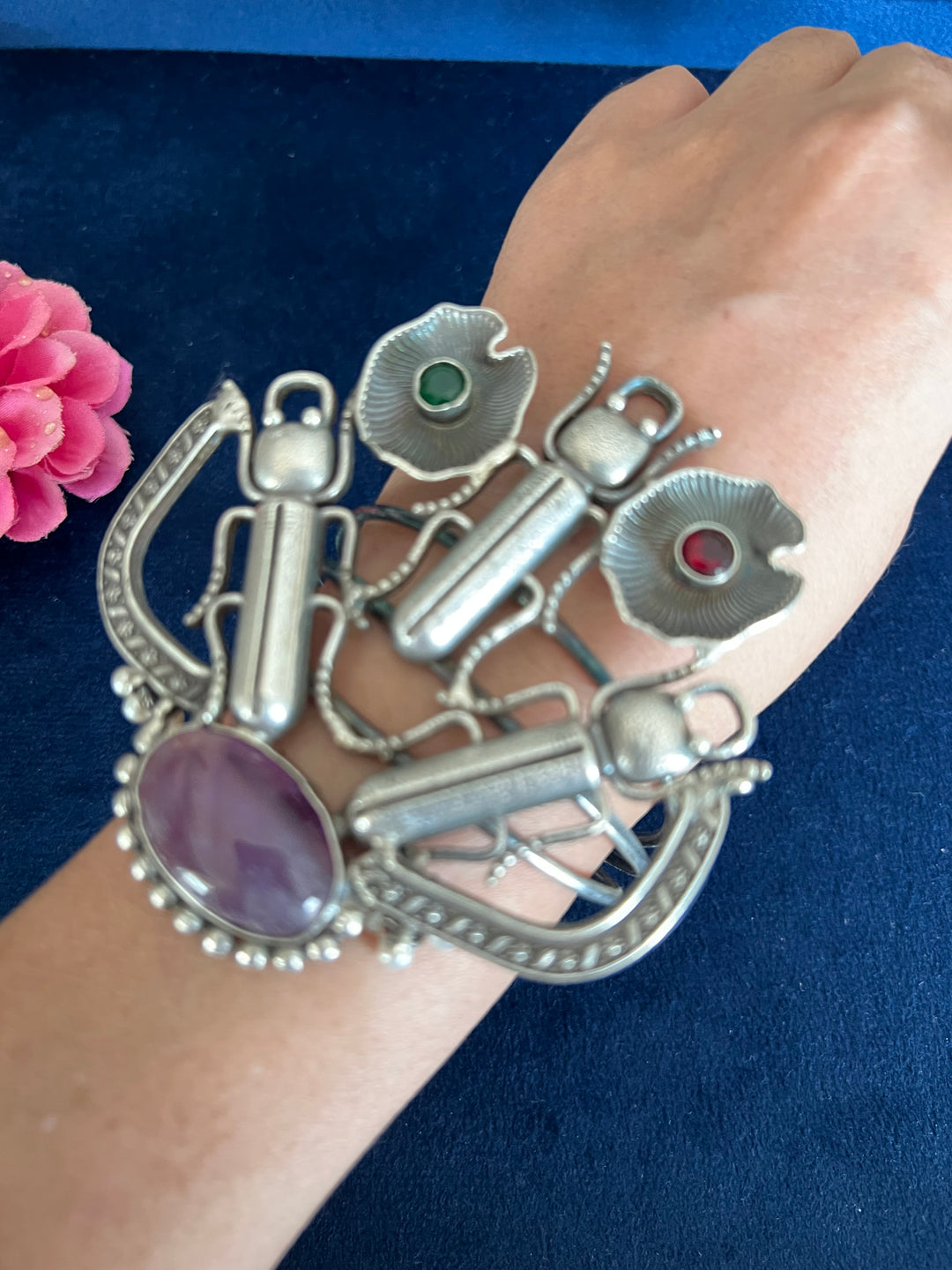 Elegant Fusion Handcuff - Premium Brass & Stone Craftsmanship