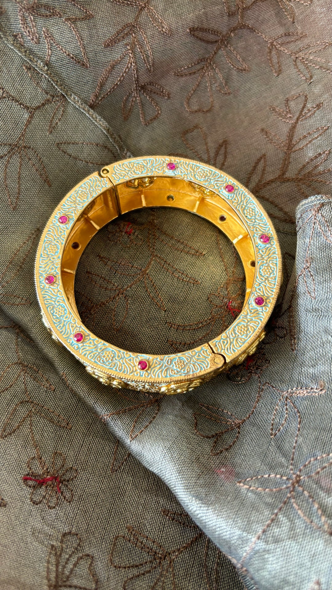 Light Blue Kundan Meenakari Kada