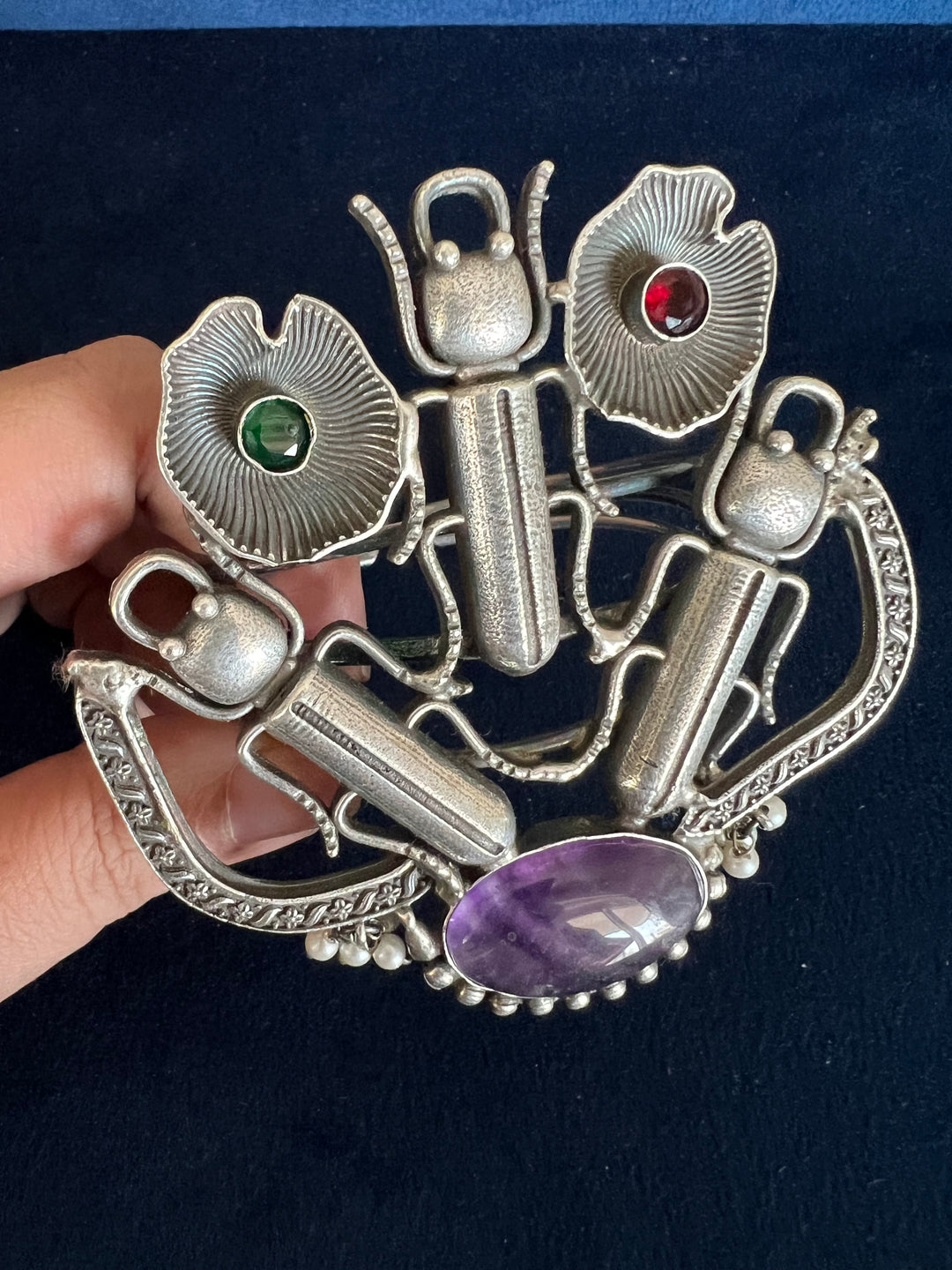 Elegant Fusion Handcuff - Premium Brass & Stone Craftsmanship