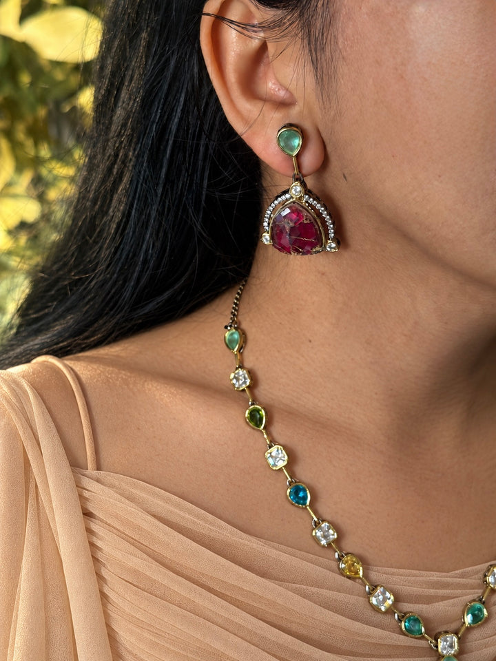 Rose Petal Pendant Necklace and Earrings Set
