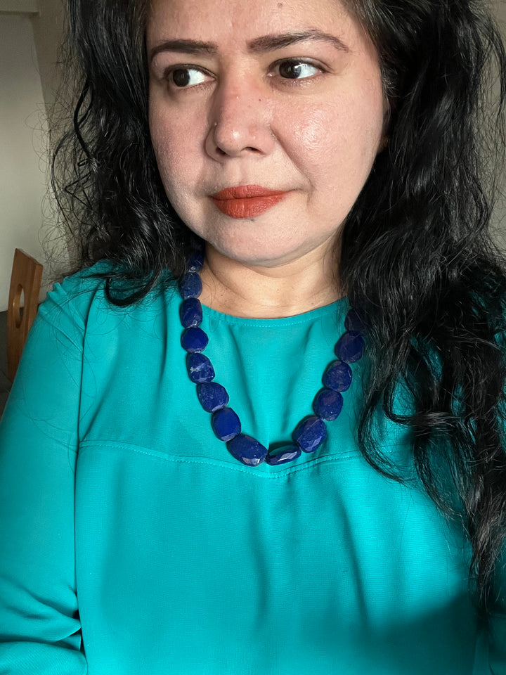 Natural Lapis Lazuli Gemstone Necklace | SHIVKA | Elegant Jewelry for Special Occasions