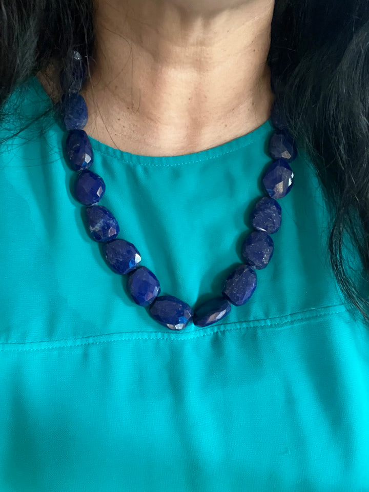 Natural Lapis Lazuli Gemstone Necklace | SHIVKA | Elegant Jewelry for Special Occasions