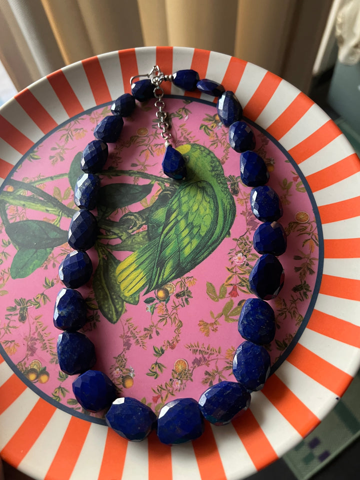 Natural Lapis Lazuli Gemstone Necklace | SHIVKA | Elegant Jewelry for Special Occasions