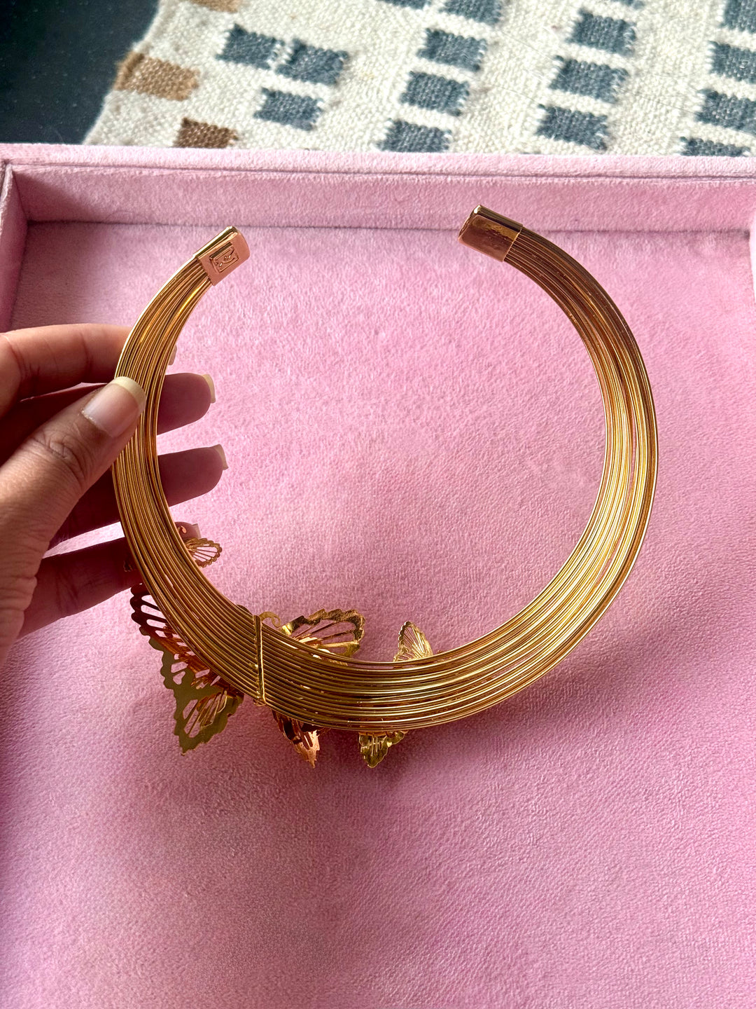 Gold-Tone Butterfly Cluster Hasli Necklace