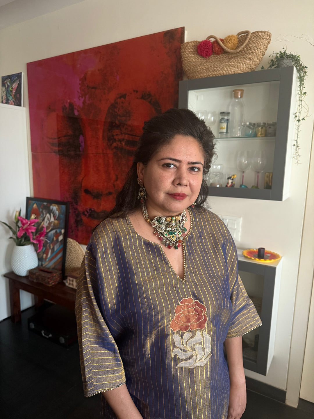 Handmade 925 Silver Multi Gemstone Kundan Fusion Choker Set | SHIVKA