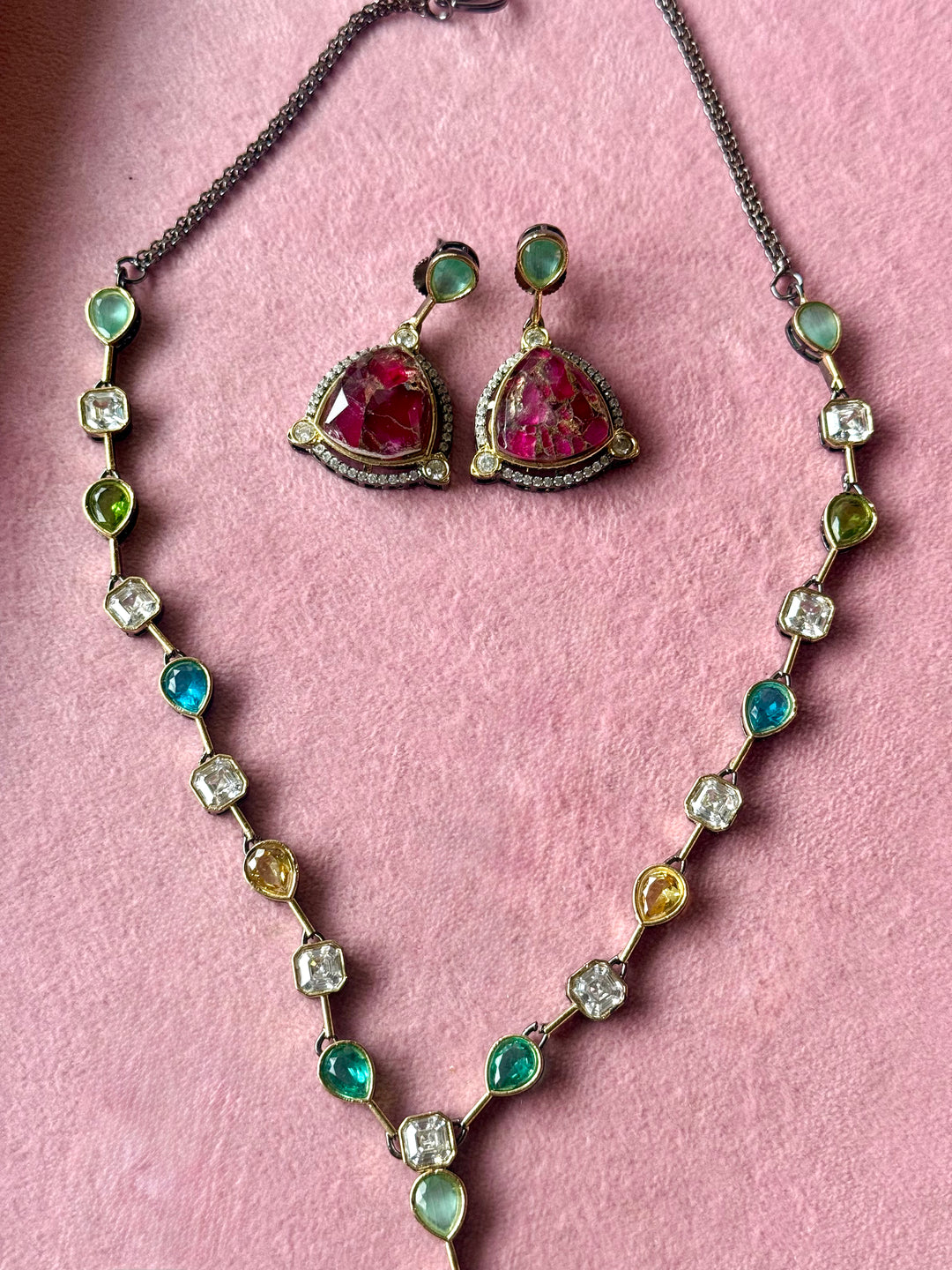 Rose Petal Pendant Necklace and Earrings Set