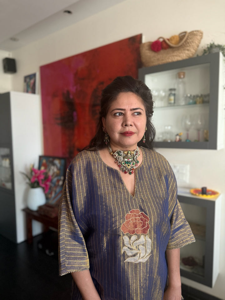 Handmade 925 Silver Multi Gemstone Kundan Fusion Choker Set | SHIVKA