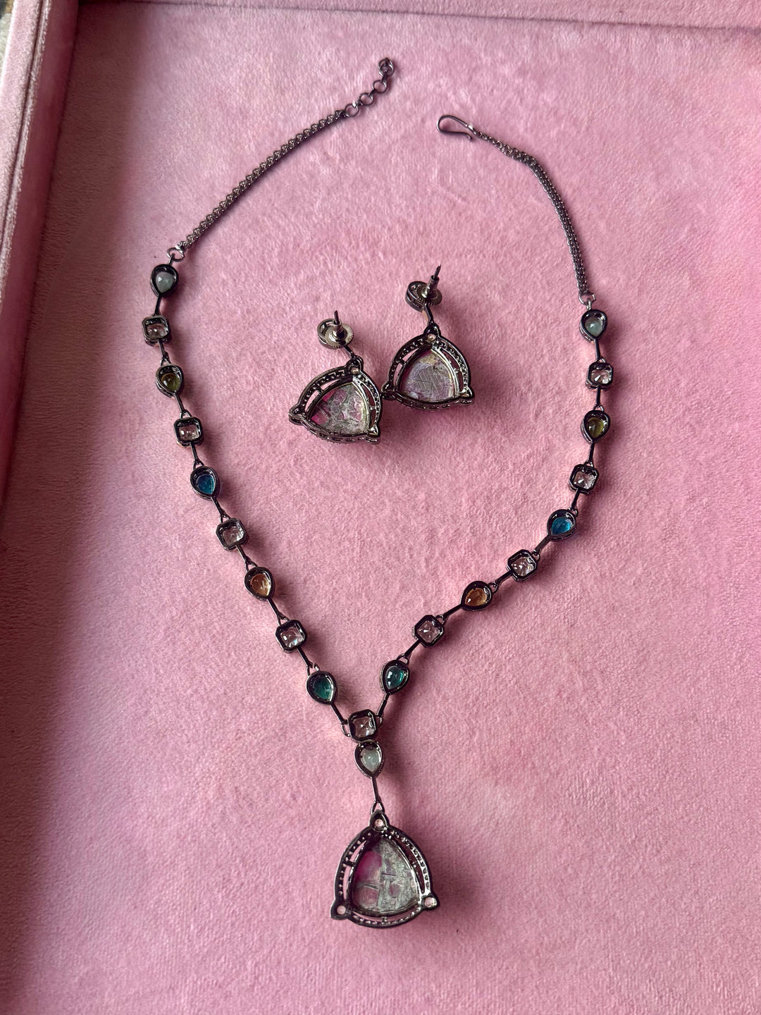 Rose Petal Pendant Necklace and Earrings Set