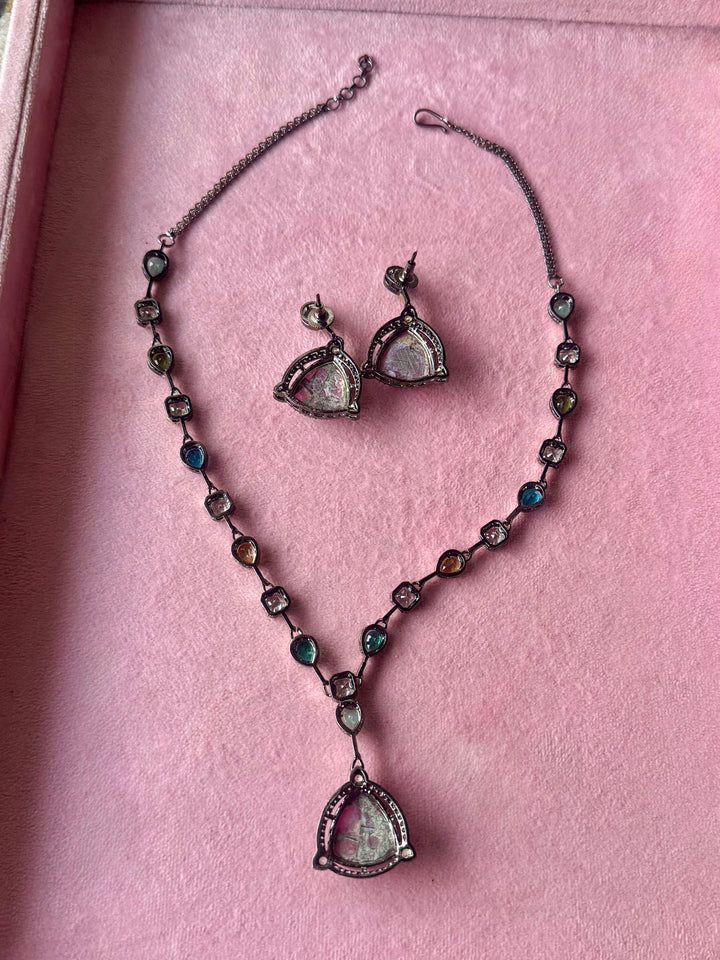 Rose Petal Pendant Necklace and Earrings Set