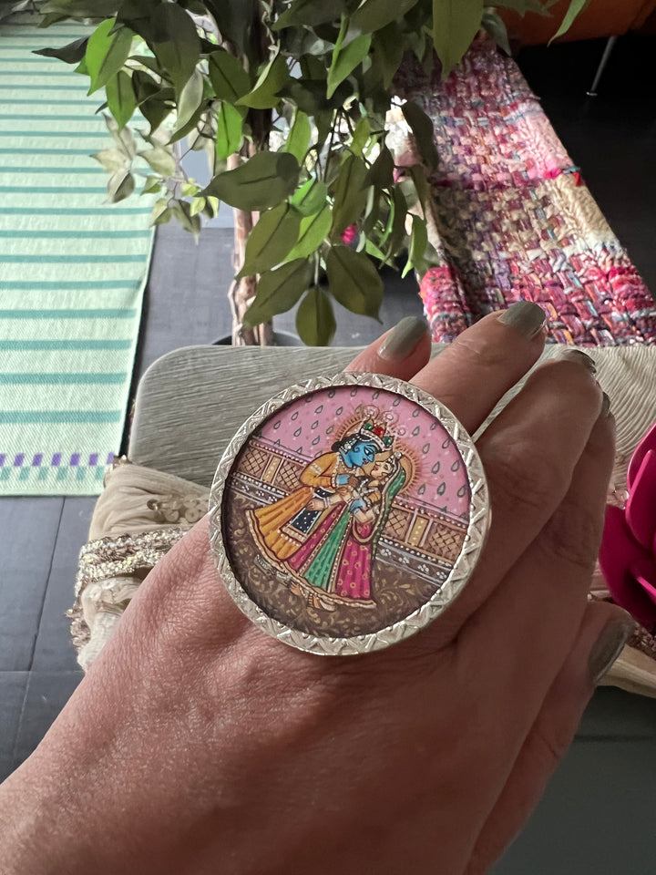 Pure 925 Hand Painted Silver Ring - A Touch of Timeless Beauty