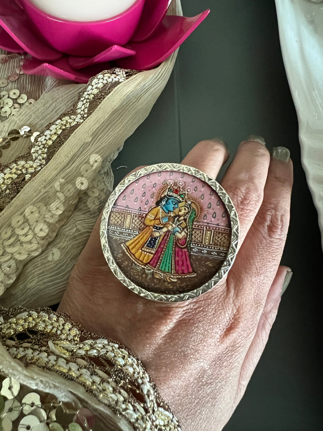 Pure 925 Hand Painted Silver Ring - A Touch of Timeless Beauty