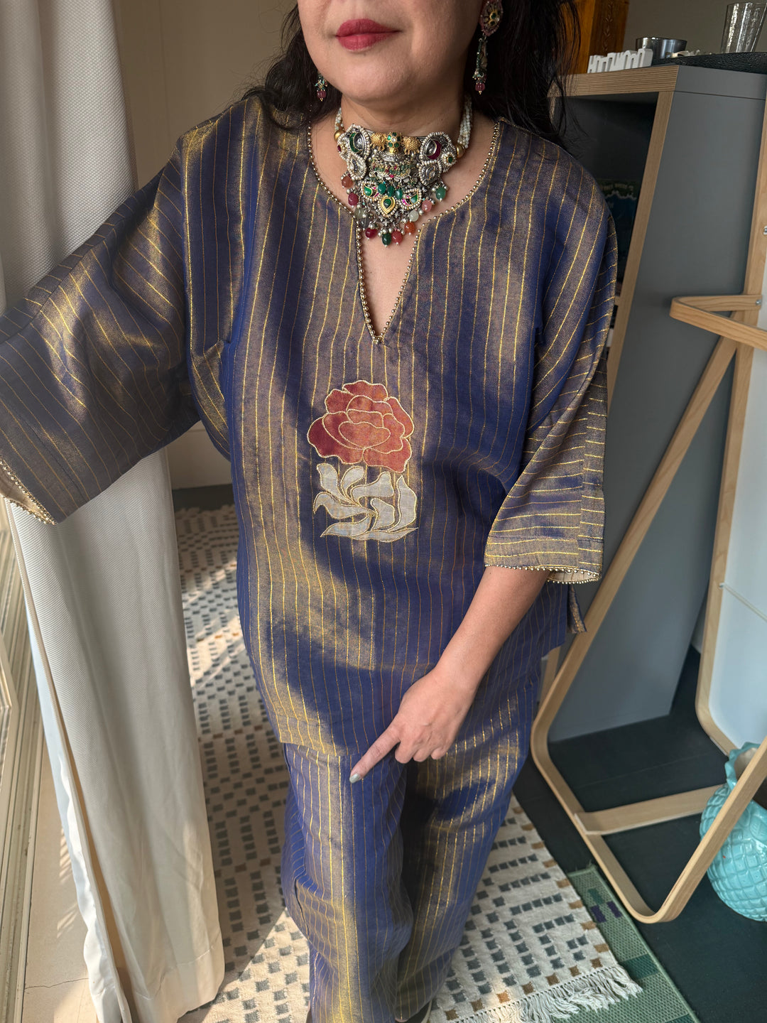 Handmade 925 Silver Multi Gemstone Kundan Fusion Choker Set | SHIVKA