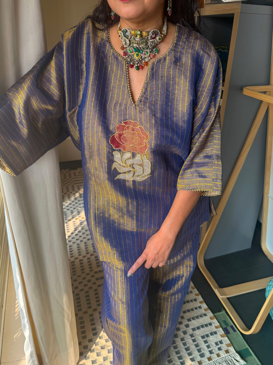 Handmade 925 Silver Multi Gemstone Kundan Fusion Choker Set | SHIVKA