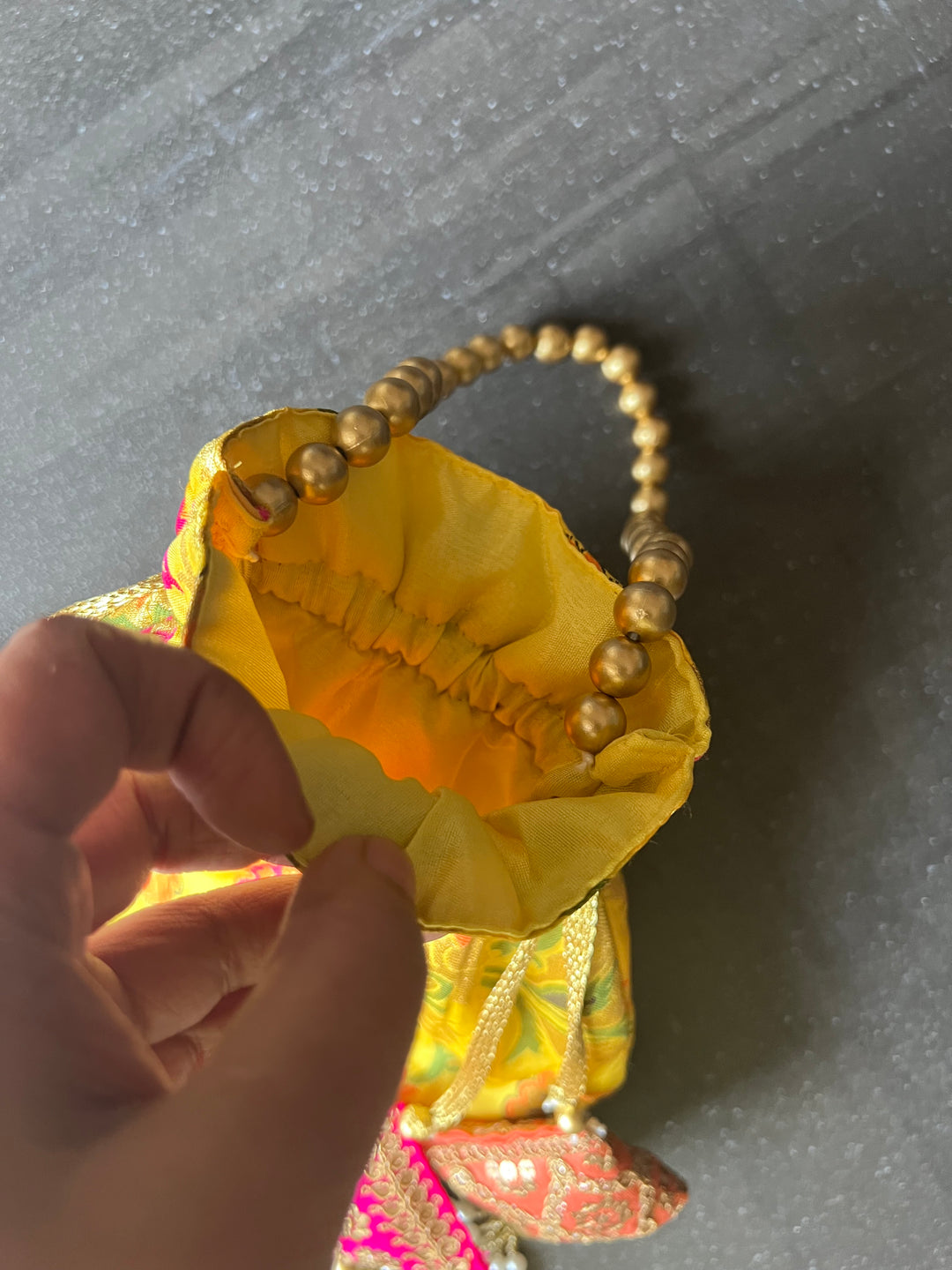 Yellow Silk Potli Bag