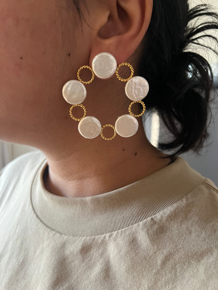 Designer Coin Pearl  Studs